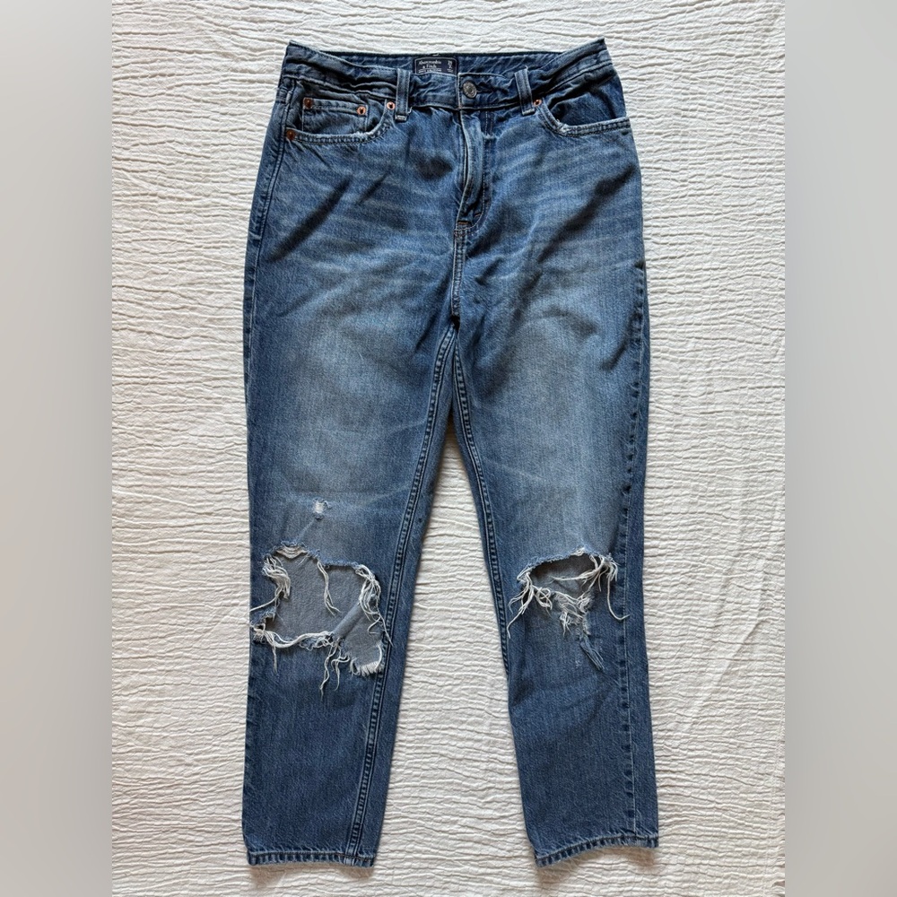 Abercrombie & Fitch High Rise Blue Distressed Jeans